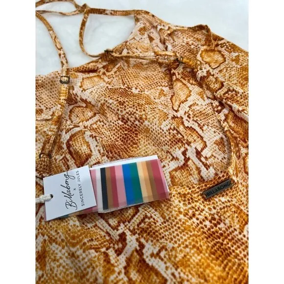 NWT Billabong X Sincerely Jules Size XS Kick Rocks Dress in Mango MSRP $70
