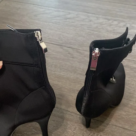 NWT BURJU Naeema Pointed Toe Lace Up Ankle Boots Stiletto Heel | Black |…