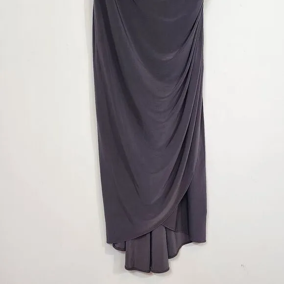 NWT Guess Draped Front Ruched Stretch Midi Faux Wrap Retro Slip Party Dress 12