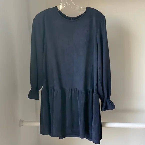 NWT Joh Apparel Size Small Faux Suede Navy Alize Tunic Dress