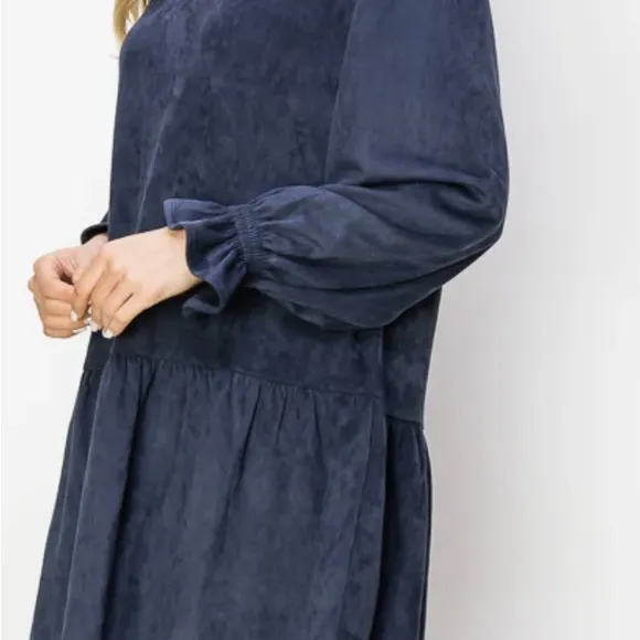 NWT Joh Apparel Size Small Faux Suede Navy Alize Tunic Dress