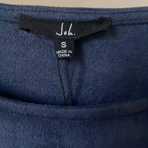 NWT Joh Apparel Size Small Faux Suede Navy Alize Tunic Dress