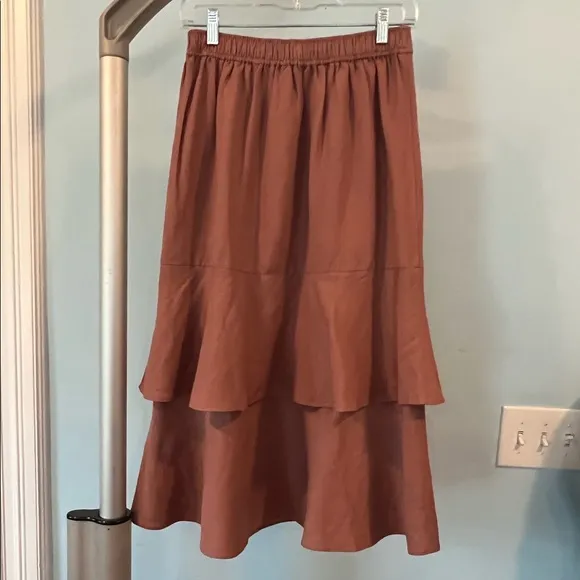 NWT - Madewell - Linen-Blend Ruffle Tiered Midi Skirt - Size XS