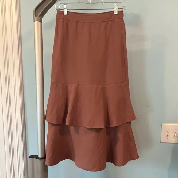 NWT - Madewell - Linen-Blend Ruffle Tiered Midi Skirt - Size XS