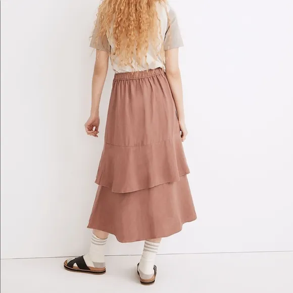 NWT - Madewell - Linen-Blend Ruffle Tiered Midi Skirt - Size XS