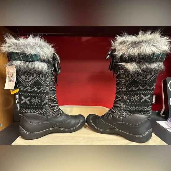NWT Muk Luks Winter Snow Boots Women’s Sz 8 Insulated Water Resistant Black/Gray