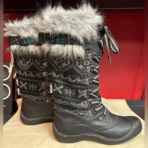NWT Muk Luks Winter Snow Boots Women’s Sz 8 Insulated Water Resistant Black/Gray