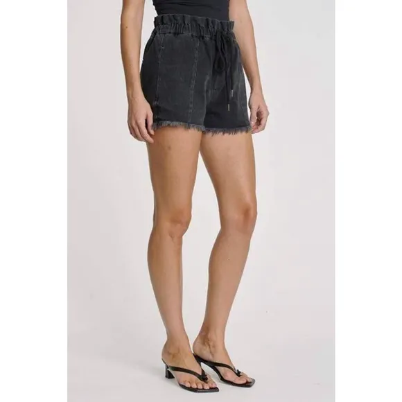 NWT Pistola Salem Cooper Paperbag Drawstrings Short in Black Size Small