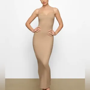 NWT SKIMS FITS EVERYBODY CORDED LACE LONG SLIP DRESS ROMANTIC Sz 3x in CLAY *77