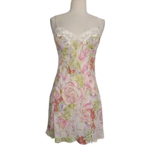 NWT Victorias Secret Pastel Pink Floral Mini Slip Dress Nightgown Sz M Lace Sexy