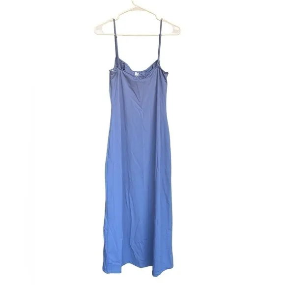 NWT WEWOREWHAT RUCHED CUP SPAGHETTI STRAP MIDI SLIP DRESS