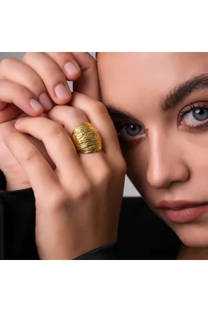 Oak Ring - Gold Tone
