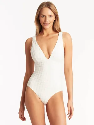 Oceano Longline Scoop Back One Piece in White