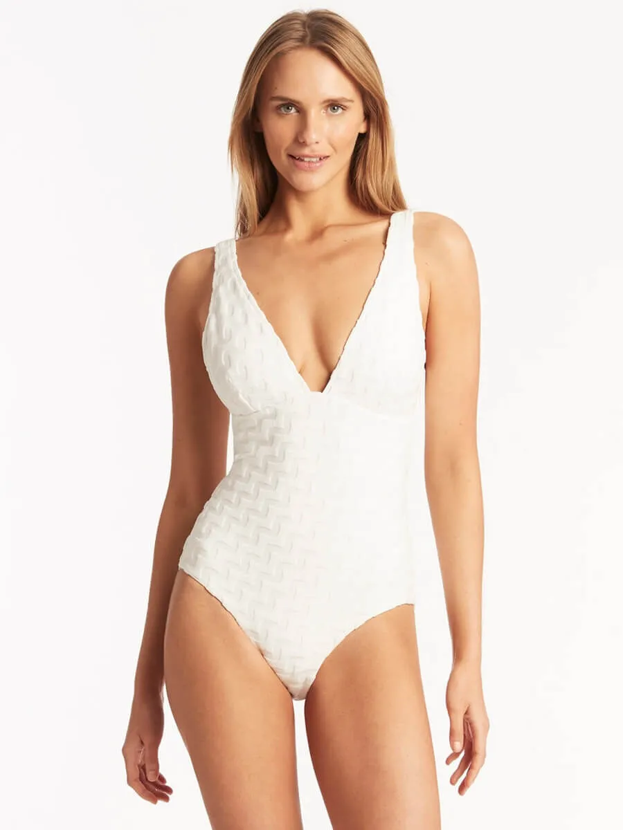 Oceano Longline Scoop Back One Piece in White