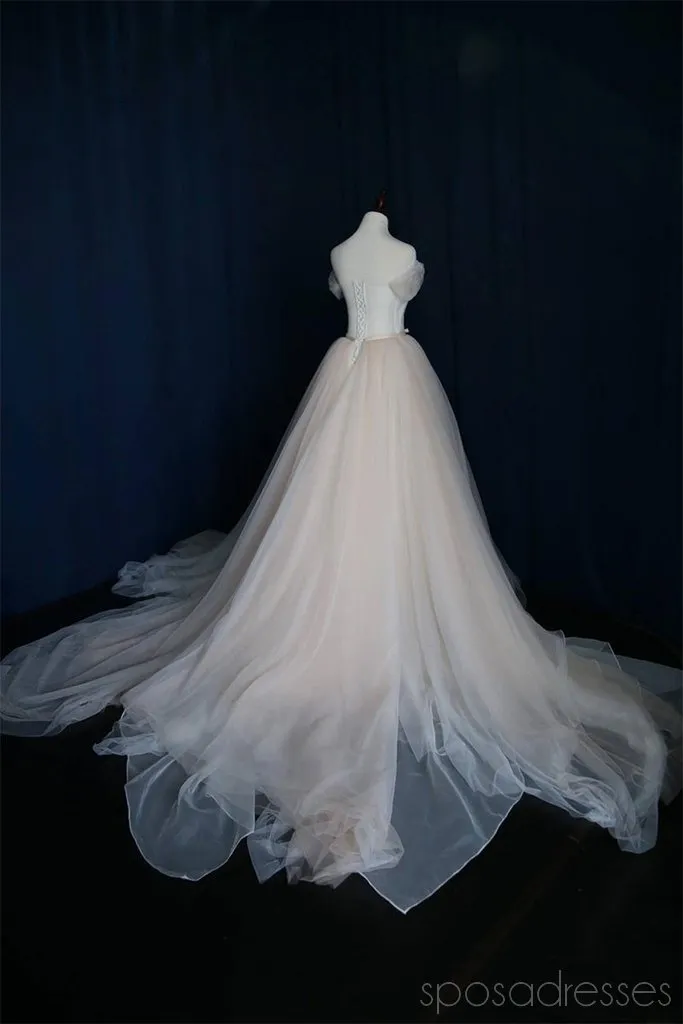 Off Shoulder Simple Ruffle Cheap Wedding Dresses Online, Cheap Bridal Dresses, WD484