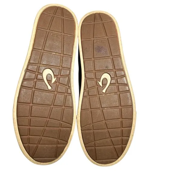 Olukai Kahu 'Ili Waxed Nubuck Leather Slip On Sneaker Dark Wood Brown 10.5