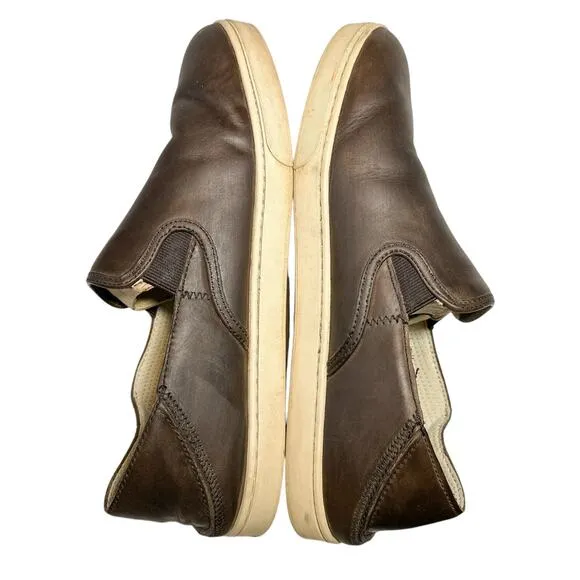 Olukai Kahu 'Ili Waxed Nubuck Leather Slip On Sneaker Dark Wood Brown 10.5
