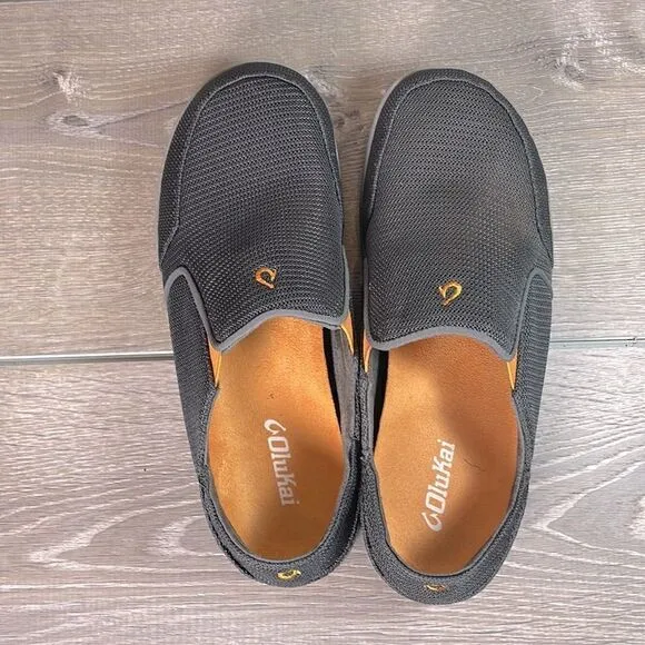 Olukai Nohea Mesh Mens Size 9/EU 42 Dark Shadow Slip On Collapsible Heel Sneaker