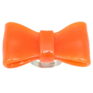 Orange Large Glossy Bow Adjustable Ring