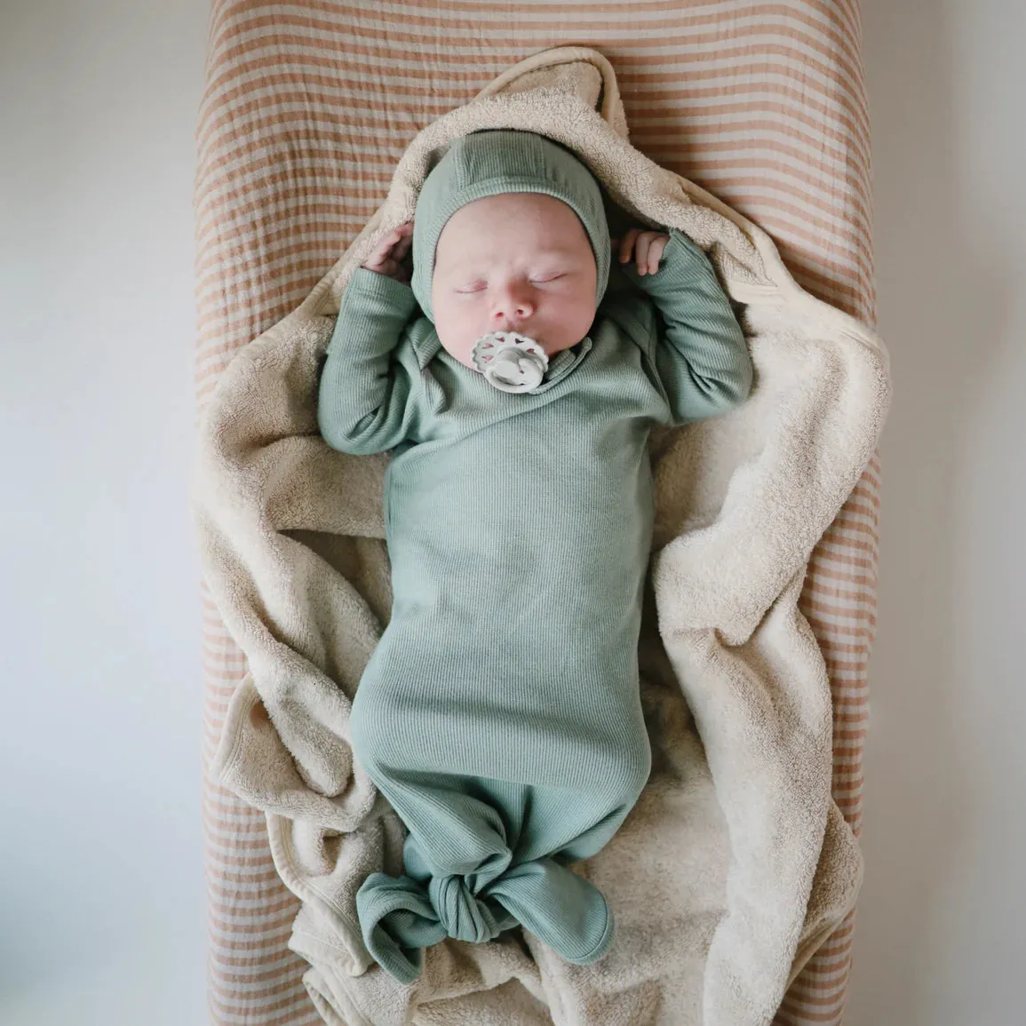Organic Cotton Baby Changing Mat Cover (Natural Stripe)