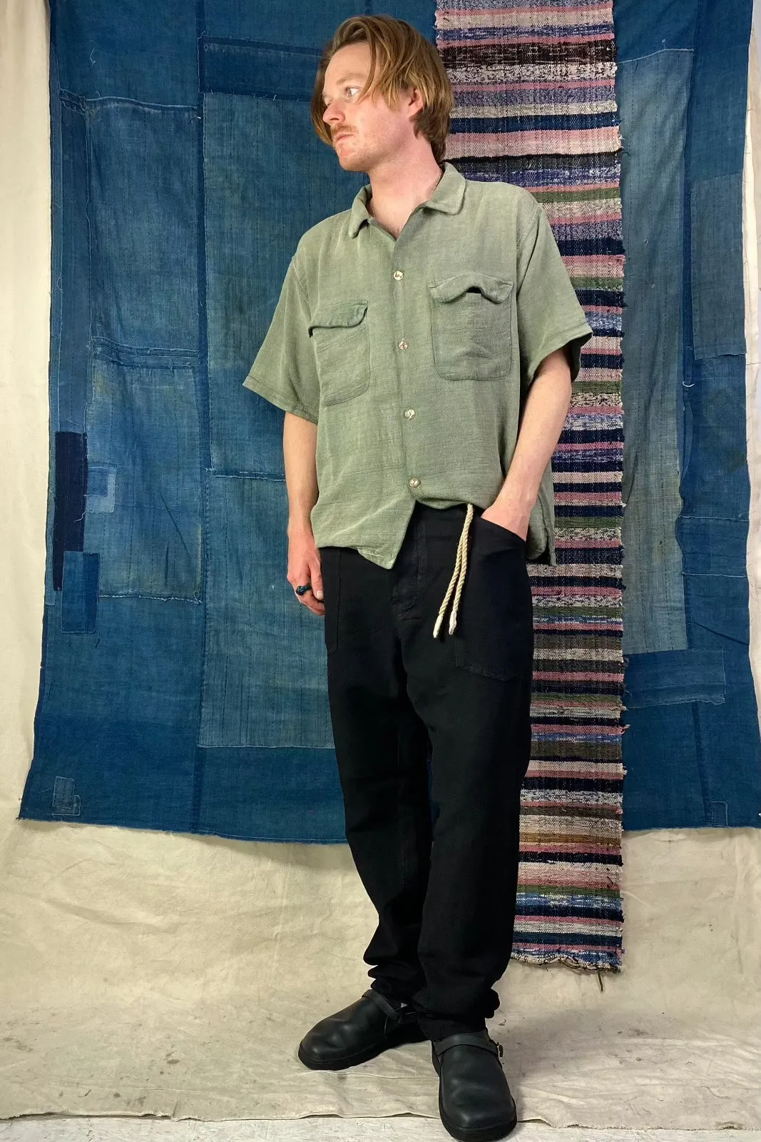 P38 Wild Silk & Hemp Uneven Dye Sulfur Black