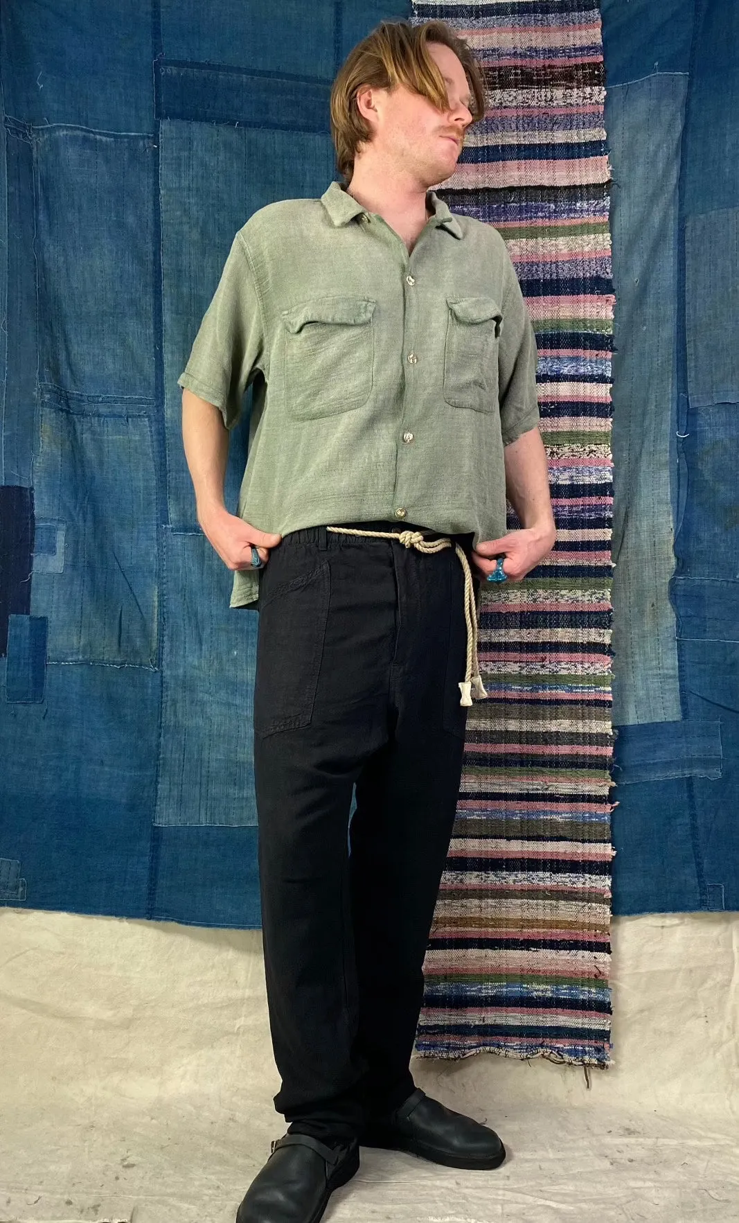 P38 Wild Silk & Hemp Uneven Dye Sulfur Black