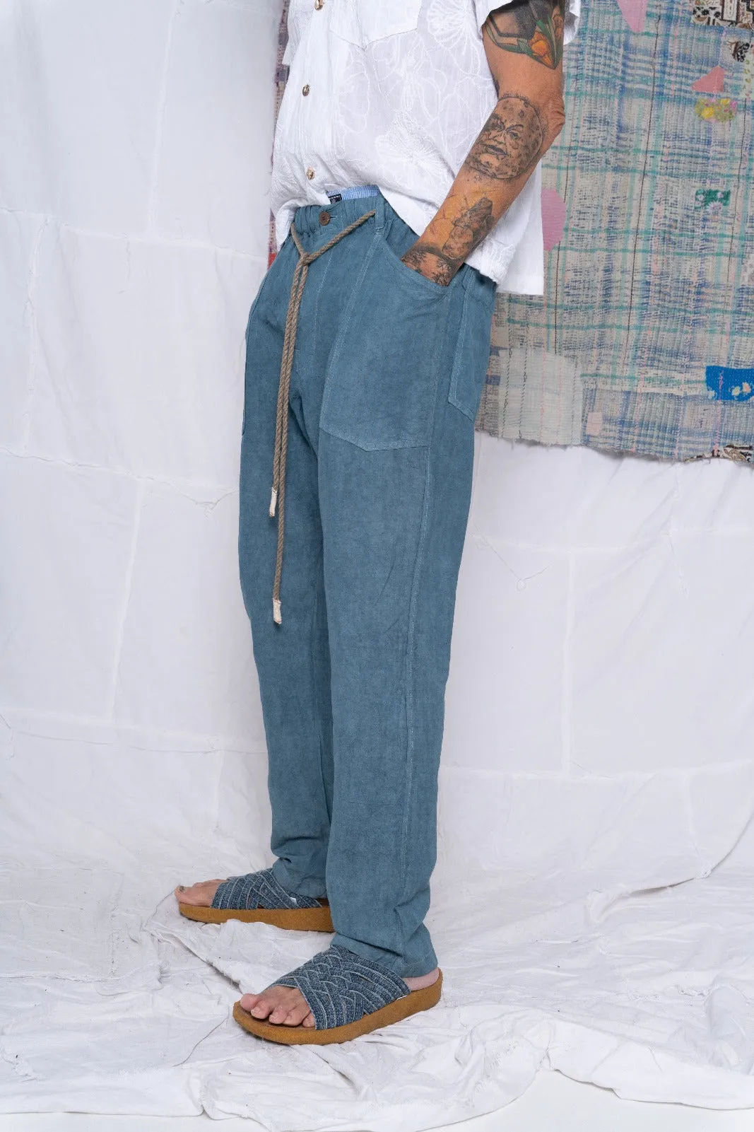 P38 Wild Silk & Hemp Uneven Dye Teal