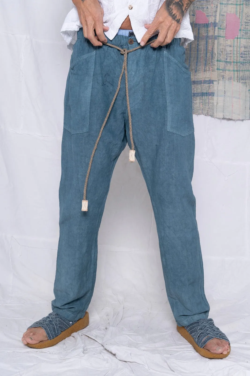 P38 Wild Silk & Hemp Uneven Dye Teal