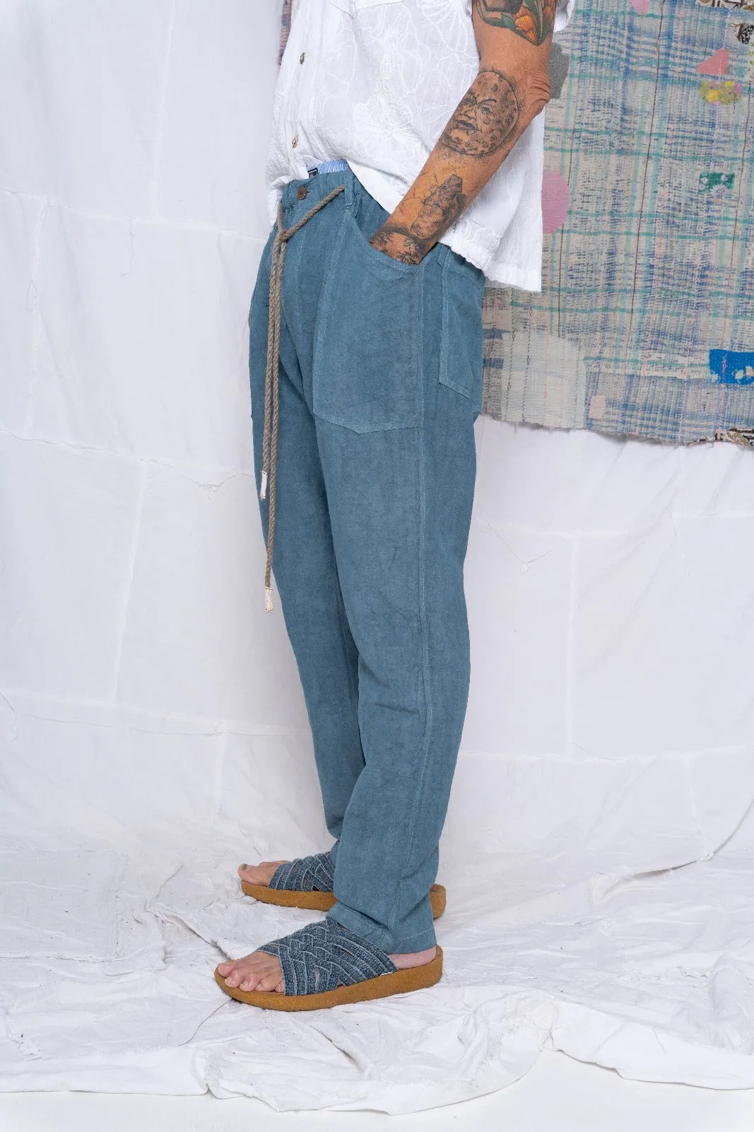 P38 Wild Silk & Hemp Uneven Dye Teal