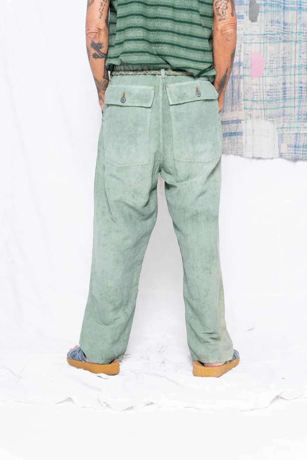 P72 Fatigue Wild Silk & Hemp Uneven Dye Sea Green