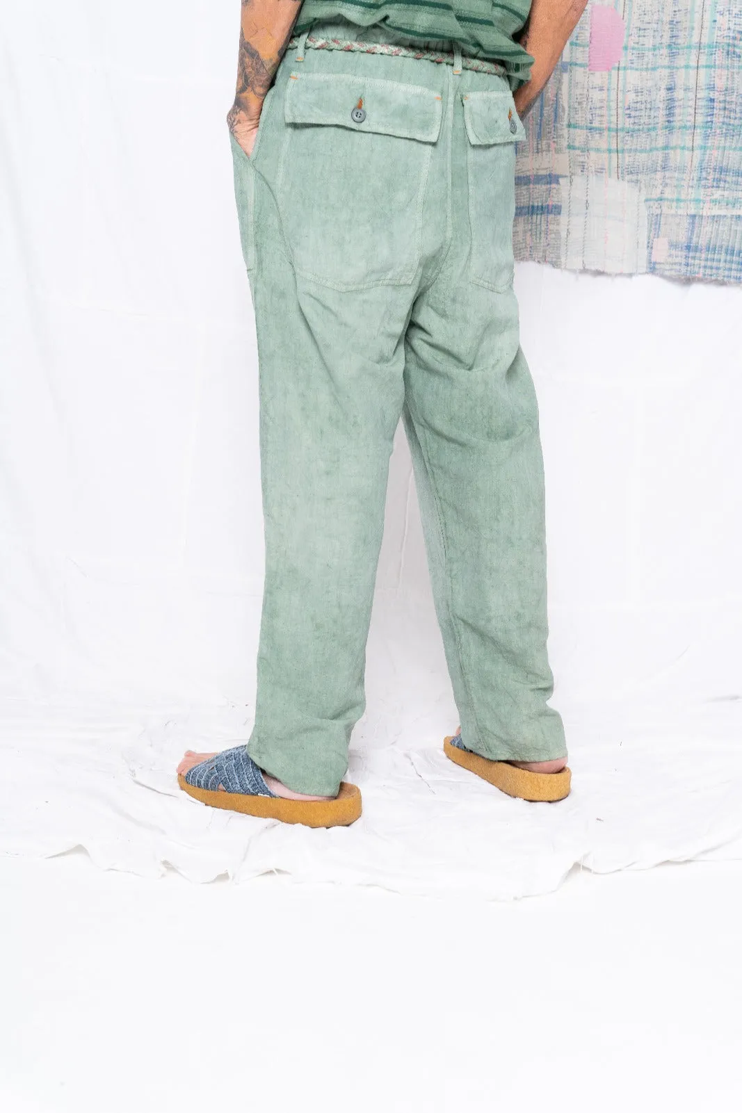 P72 Fatigue Wild Silk & Hemp Uneven Dye Sea Green