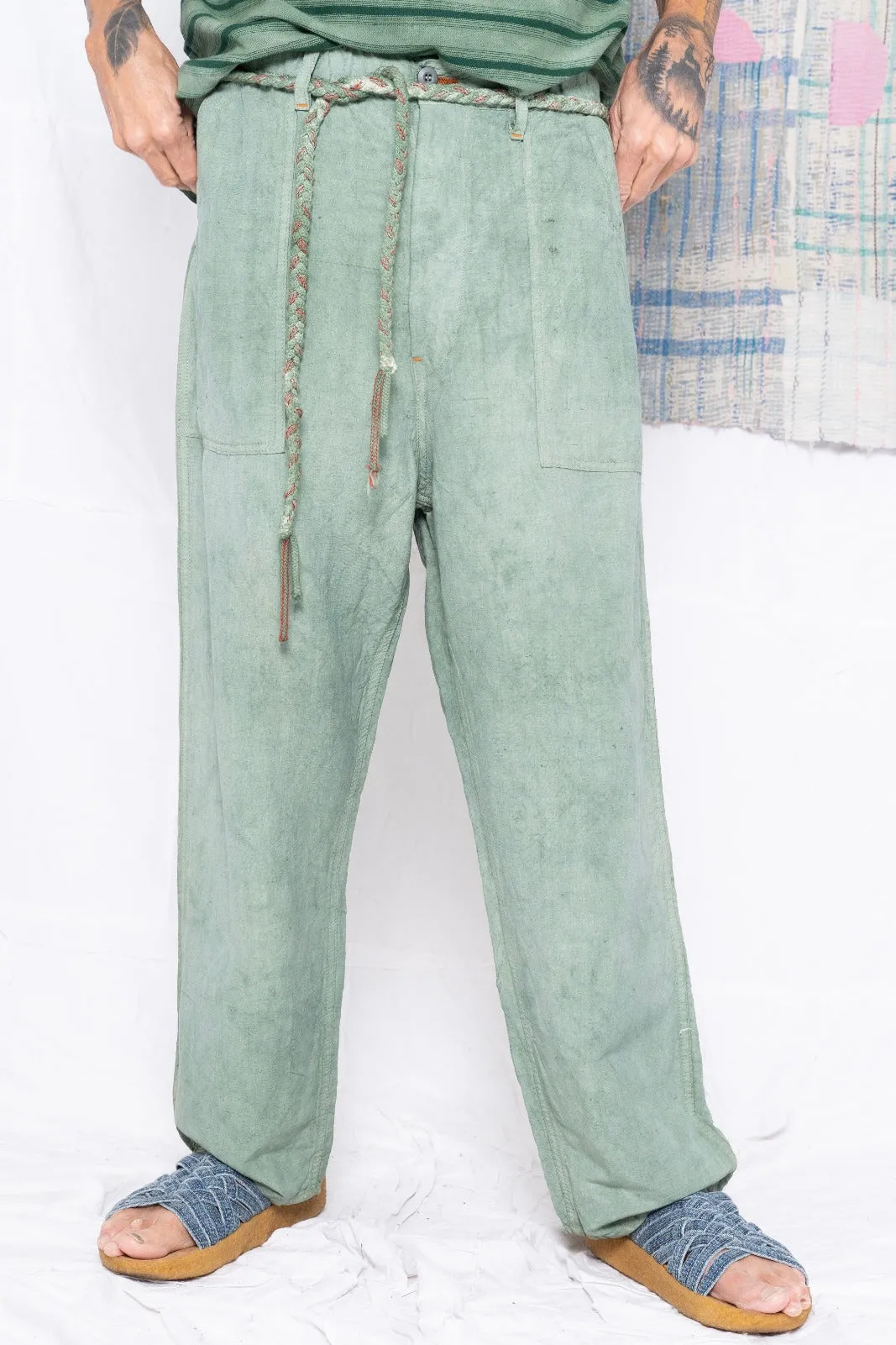 P72 Fatigue Wild Silk & Hemp Uneven Dye Sea Green