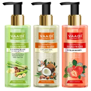 Pack of 3 Luxurious Handwash - Argan Oil & Coconut, Lemongrass & SheaButter, Strawberry (250 ml x 3)