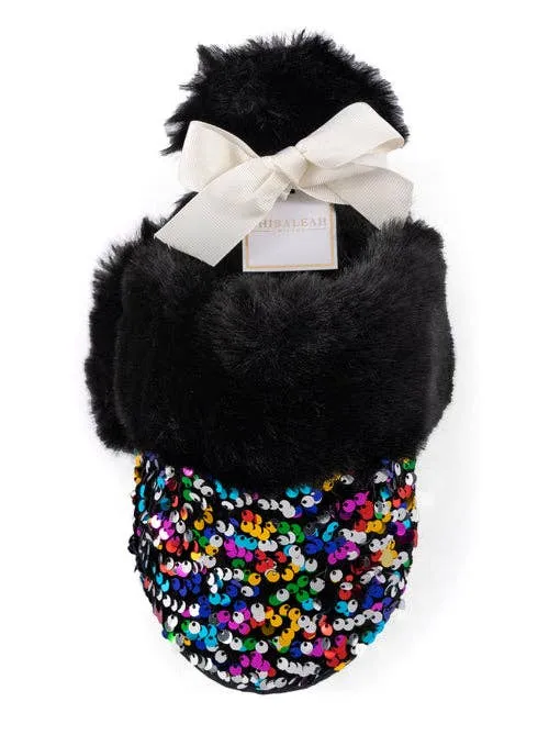 Party Night Sequin Slippers | Black