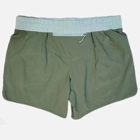 PATAGONIA Womens Camp Green 6&quot; NINE TRAILS SHORTS Running w/ Liner Mint! S
