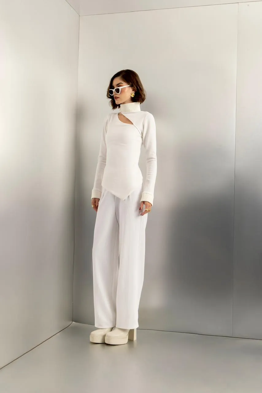 Pearl haze - high waist white trousers