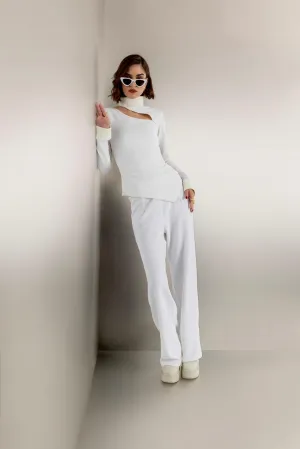 Pearl haze - high waist white trousers