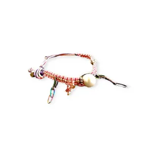 Pink Barbie Lotus Flower Pearl Silk Rocker Anklet