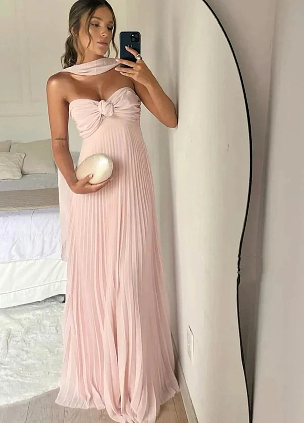 Pink Chiffon Sweetheart Simple A-line Party Dress Evening Dress, Chiffon Prom Dress