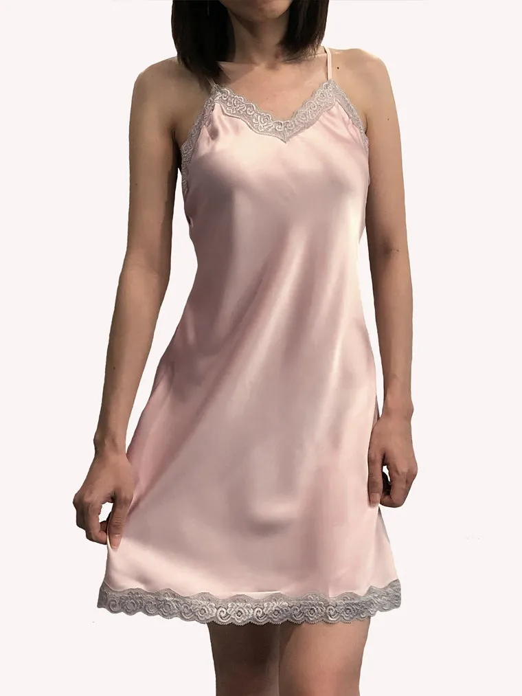 Pink Floral Embroidered Slip