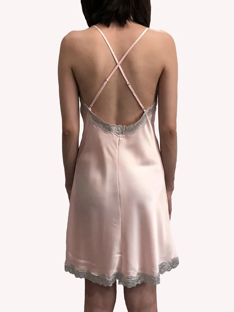 Pink Floral Embroidered Slip