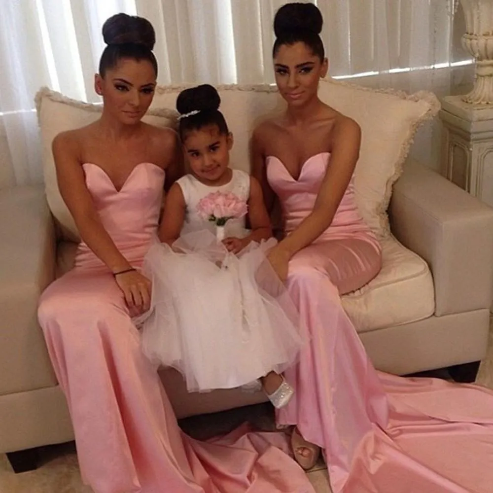 Pink Mermaid Sweetheart Wedding Guest Dresses, Bridesmaid Dress, MB190