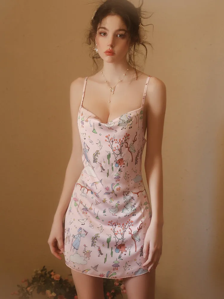 Pink Satin Gown With Kimono Robe