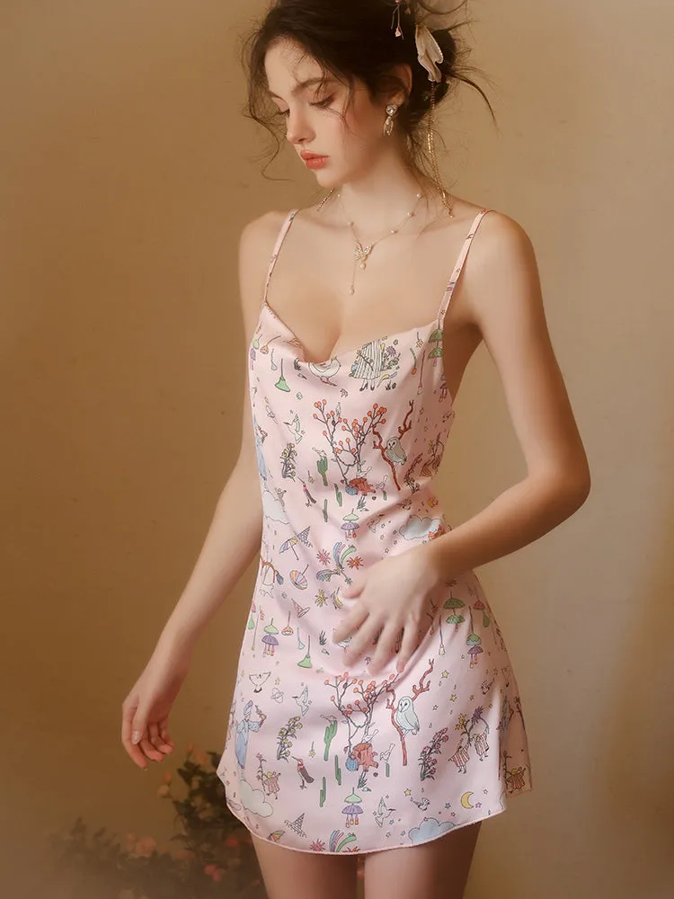 Pink Satin Gown With Kimono Robe