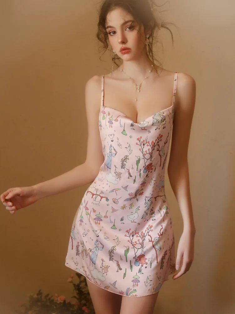 Pink Satin Gown With Kimono Robe