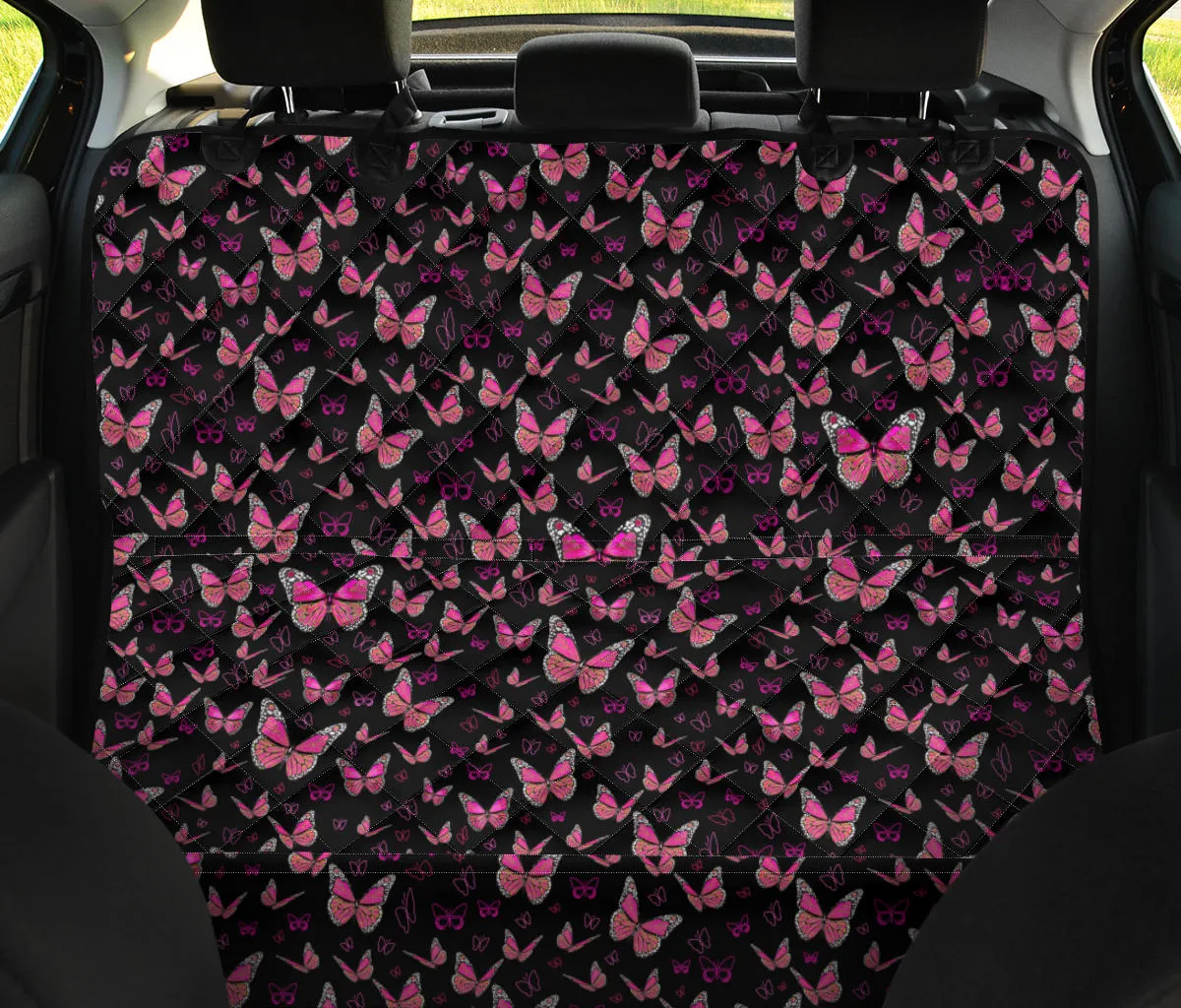 Pink Small Butterflies Car Back Seat Cover Pet Cover