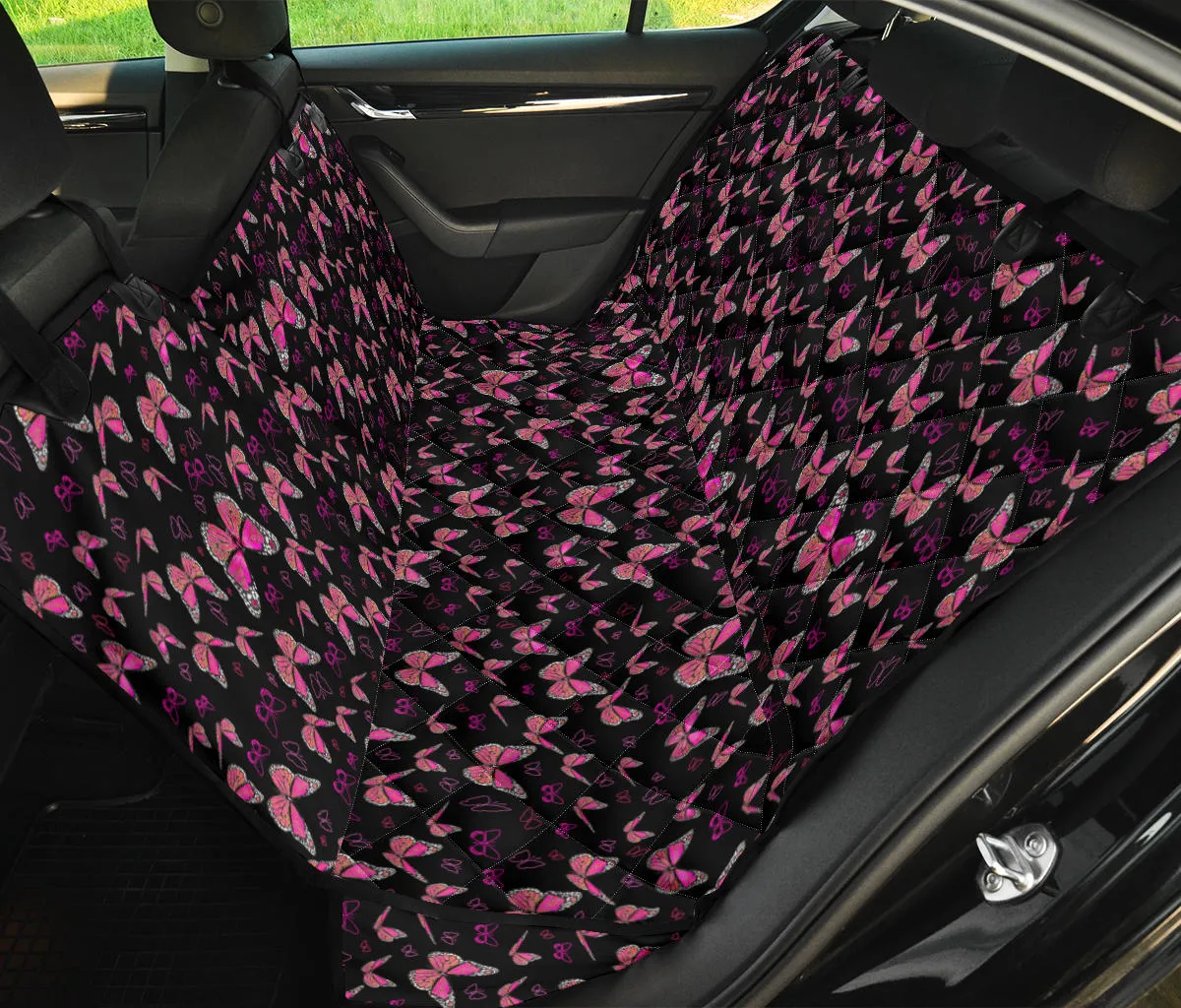 Pink Small Butterflies Car Back Seat Cover Pet Cover