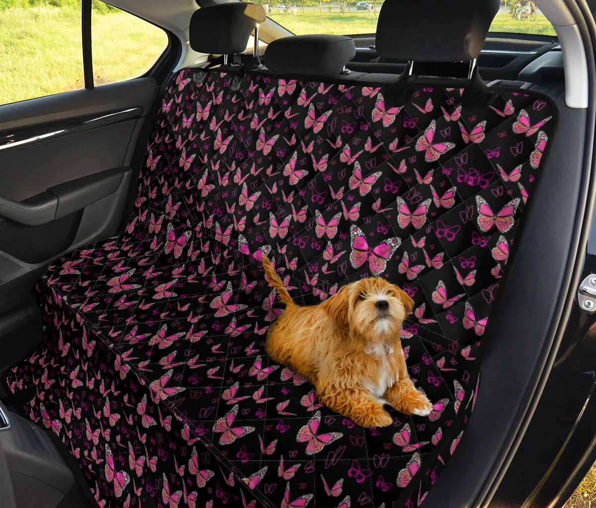 Pink Small Butterflies Car Back Seat Cover Pet Cover