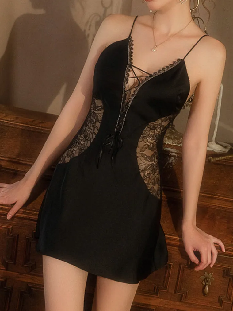 Plunge Crisscross Lace Inset Slip