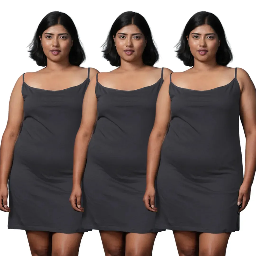 Plus Size Inner Slip For Kurti/Kurta | Adjustable Straps | Side Slits For Easy Movement | Pack Of 3
